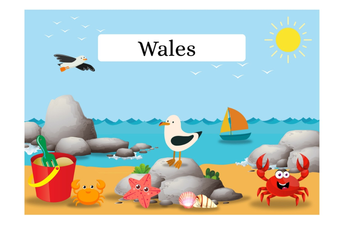 Seashore Souvenir Tea Towel - Wales