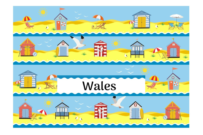 Beach Huts Souvenir Tea Towel - Wales