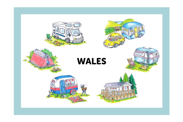 Caravan Souvenir Tea Towel - Wales