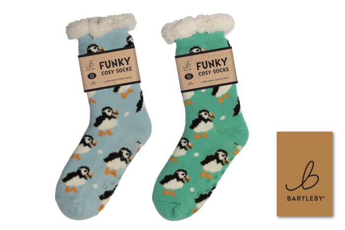 Ladies Sherpa Socks - Puffy Puffin