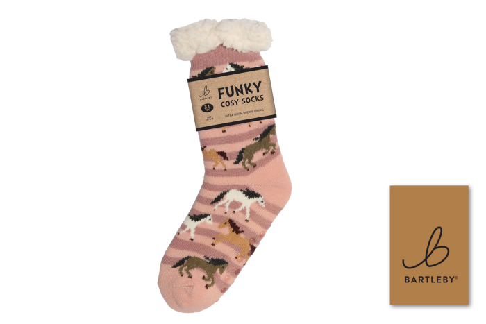 Ladies Sherpa Socks - Galloping Horses