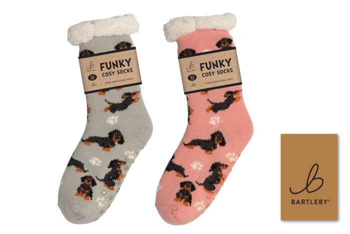 Ladies Sherpa Socks - Sausage Doggie