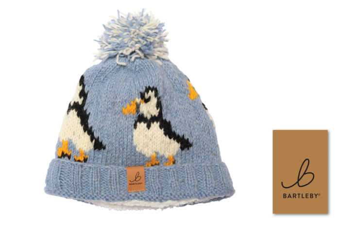 Wool Knit Bobble Hat - Puffin