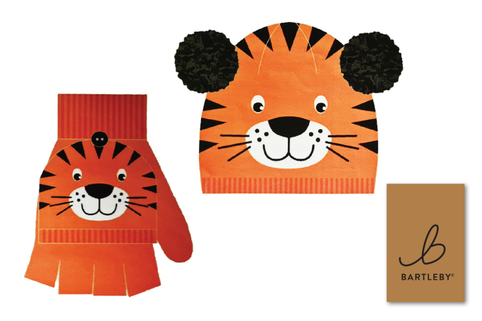 Childs Novelty Tiger Hat & Glove Set