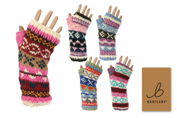 Ladies Sherpa Lined Fingerless Tube Gloves