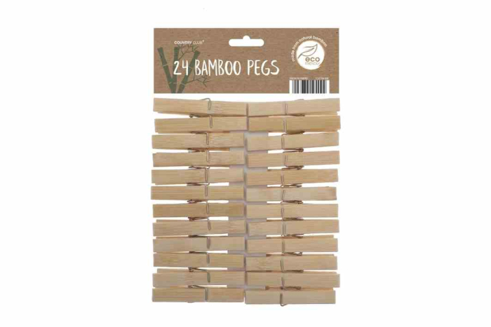 Eco Bamboo Clothes Pegs - 24 Pack