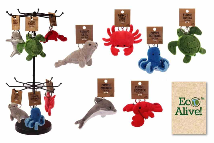 Sealife Plush Keyring - Eco Alive™, Assorted