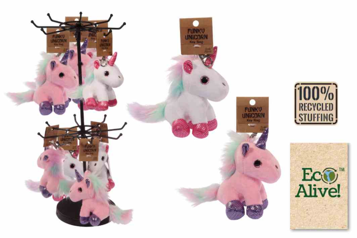 Unicorn Plush Keyring - Eco Alive™, Assorted