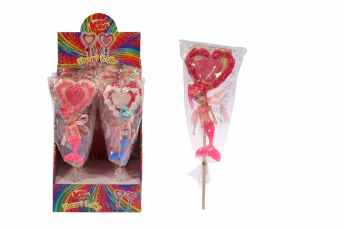 Mermaid Heart Rock Lolly, With Doll, In Display