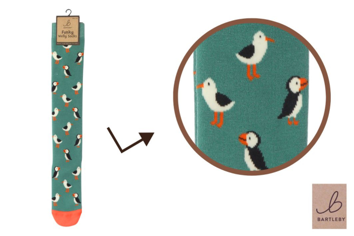 Funky Welly Socks - Seagull/Puffin 